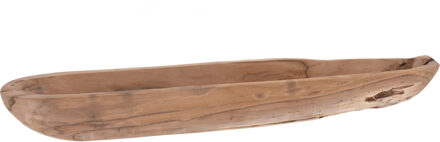 H&S Collection Tafel decoratie schaal - teak hout - 70 x 12 cm - Decoratieve Schaal (binnen) Bruin