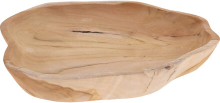 H&S Collection Tafel decoratie schaal teak hout - diameter ca. 35 cm - natuurproduct