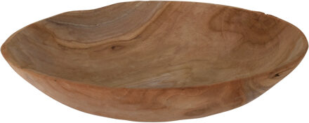 H&S Collection Tafel decoratie schaal teak hout rond 37 cm - Decoratieve Schaal (binnen) Bruin