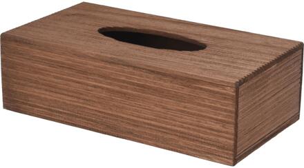 H&S Collection Tissuebox/tissuedoos - donkerbruin - hout - 25 x 14 x 8 cm - universeel - Tissuehouders