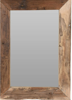 H&S Collection Wandspiegel - teak hout - rechthoek - 70 x 50 cm