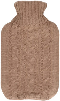 H&S Collection Warmwaterkruik - met zacht gebreide hoes - bruin - 1,75L - kruik