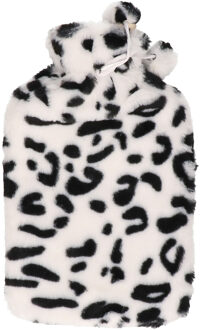 H&S Collection Warmwaterkruik - met zachte dierenprint hoes - wit/zwart - 1,75L - kruik - Kruiken Multikleur