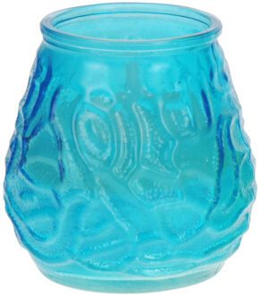 H&S Collection Windlicht geurkaars - blauw glas - 48 branduren - citrusgeur