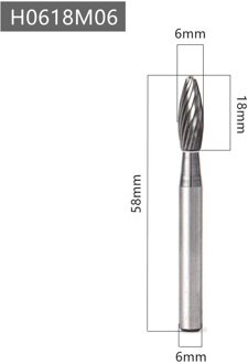 H Type Hoofd Hardmetalen Legering Roterende Bestand Tool Point Burr Die Grinder Schurende Tool Boor Frezen Carving bit H0618M06
