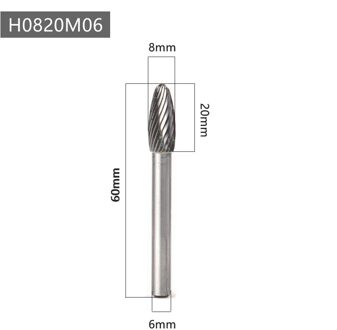 H Type Hoofd Hardmetalen Legering Roterende Bestand Tool Point Burr Die Grinder Schurende Tool Boor Frezen Carving bit H0818M06