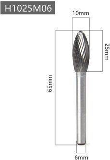 H Type Hoofd Hardmetalen Legering Roterende Bestand Tool Point Burr Die Grinder Schurende Tool Boor Frezen Carving bit H1025M06