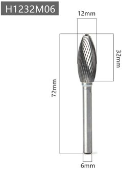 H Type Hoofd Hardmetalen Legering Roterende Bestand Tool Point Burr Die Grinder Schurende Tool Boor Frezen Carving bit H1232M06