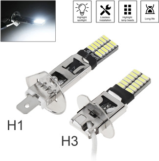 H1 H3 Universal Canbus Super Bright LED Bulb Car Fog Light Headlight 4014 24SMD 12V 6000K Running Light Auto Motorcycle Lamp