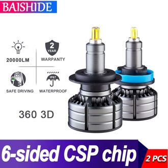 H11 Led H7 Led 20000LM H8 HB3 9005 HB4 H1 Auto Led Koplampen Lampen 9012 HIR2 6 Zijden 120W 3D High Power 360 Graden Auto Lamp 12V H3