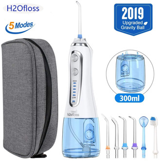 h2ofloss Oral Irrigator 5 Modes Water Floss USB Rechargeable Irrigator Jet portable Irrigator 300ml Dental Water Flosser