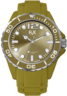 H2x heren sv382uv3 rif luminescent waterbestendige khaki groene zachte rubberen horloge - maat