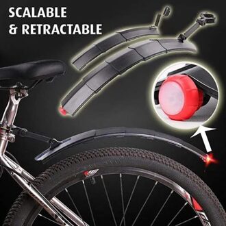 # H40 Fiets Spatbord Mountainbike Racefiets Telescopische Met Achterlicht Rijden Voorspatbord + Achter + Spatbord + Staart licht Accessoires