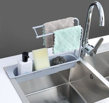 # H40 Huishoudelijke Kraan Clip Rack Aanrecht Rag Bad Houder Zeep Opbergdoos Keuken Spons Houder Plastic grijs