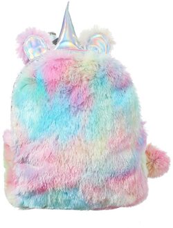 # H40 Leuke Rugzak Vrouwen Meisje Lederen Pluche Rugzakken Student Holografische Reizen School Rugzak Tassen Voor Vrouwen Rugzak Mochila veelkleurig