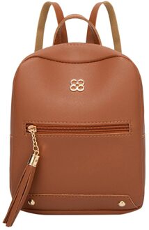 # H40 Vrouwelijke Zachte Pu Lederen Mini Rugzakken Studenten Kwastje Hanger Schouder Schooltassen Vrouwen Mode Kleine Reistassen Back Pack bruin