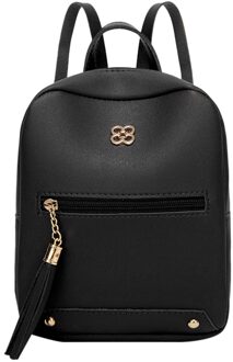 # H40 Vrouwelijke Zachte Pu Lederen Mini Rugzakken Studenten Kwastje Hanger Schouder Schooltassen Vrouwen Mode Kleine Reistassen Back Pack zwart