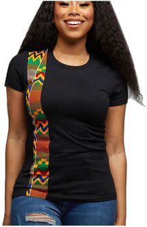 # H40 Vrouwen Afrikaanse Print T-shirt O Hals Korte Mouw Casual Tee Tops Shirt Streetwear Tshirt Vrouwen Geometrc Patchwork t-shirt XXL