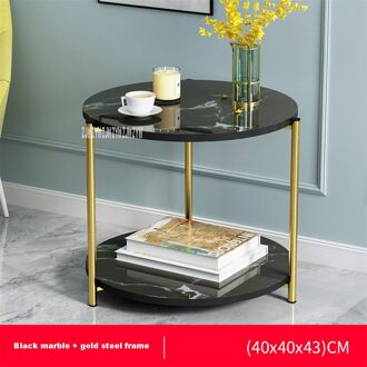 H88 Kleine Ronde Lron Thee Tafel Eenvoudige Moderne Creatieve Dubbele Laag Bank Bijzettafel Woonkamer Kleine Opslag Vierkante Koffie tafel ronde zwart marble