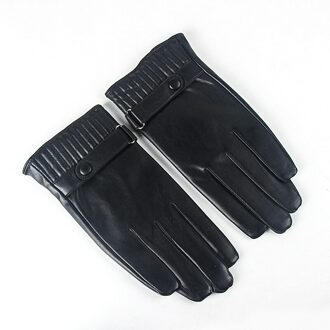 H9971 Mannen Handschoenen Mannelijke Lederen Zwarte Wanten Fall Winter Dikke Wind Proof Waterdichte Touch Screen Warme Thermische Mode Hand Muff