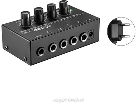 HA400 4 Kanalen Mini Au-Dio Stereo Hoofdtelefoon Versterker Met Power Adapter Us/Uk/Eu/Au plug M30 21 zwart