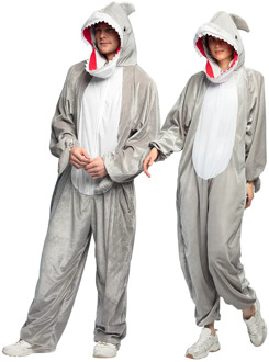 Haaien Onesie Pluche Zilver - Grijs