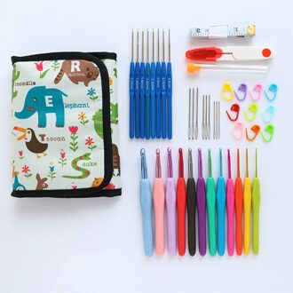 Haak Gereedschap Set Voor Handgemaakte Diy Breien Garen Naald Werk Handvat Haak Marker Gesp Stiksels Pin Lederen Heerser Tool Set reeks 3