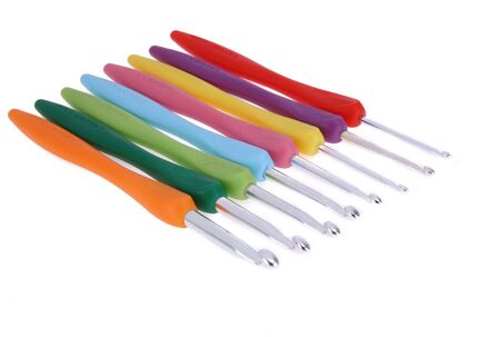 Haak Haak Set 2.5-6.0Mm 8 Stks/set Aluminium Ergonomische Haak Naalden Met Kleurrijke Zachte Rubberen Grip Cushioned Handles naalden 1