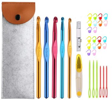 Haak Haak Set 2.5-6.0Mm 8 Stks/set Aluminium Ergonomische Haak Naalden Met Kleurrijke Zachte Rubberen Grip Cushioned Handles naalden 4