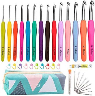 Haaknaald Set Aluminium Ergonomische Haak Naalden Met Kleurrijke Zachte Rubberen Grip Cushioned Handles Naalden Rubber Hand2021 #35