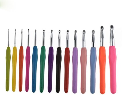 Haaknaalden Set 14Pcs 2.0Mm-10Mm Soft Grip Handvat Garen Craft Ergonomie Haak Naalden Thuis Diy handwerken Breien Tools