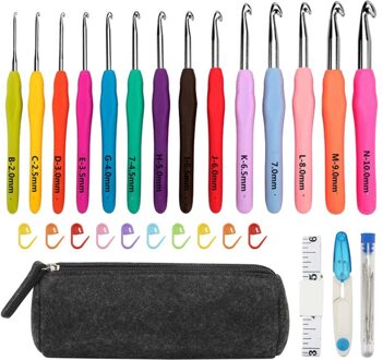 Haaknaalden Set Big Size Soft Handvat Haak Naalden Garen Weave Breinaalden Set Met Zak