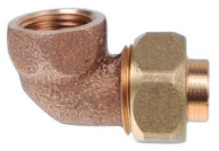 Haakschroefkoppeling van rood messing 90°, blank, 15 mm x 1/2""IT, conische afdichting, 1 socket (4096g) - 989225055