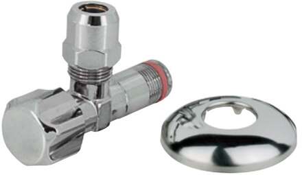 Haakse-kraan, 1/2"ET x 3/8"ET x 10 mmQ, met rozet, zelfdichtend - 98480400