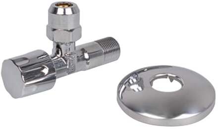 Haakse-kraan, 3/8"ET x 3/8"ET x 10 mmQ, met rozet - 98480420