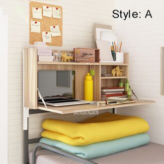 Haakse Stand Op Bed Computer Tafel Opvouwbaar Voor Bovenste/Onderste Laag Bed Studenten Lui Slaapzaal Laptop Bureau met Slot stijl A licht okkernoot