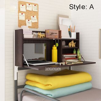 Haakse Stand Op Bed Computer Tafel Opvouwbaar Voor Bovenste/Onderste Laag Bed Studenten Lui Slaapzaal Laptop Bureau met Slot stijl A zwart okkernoot