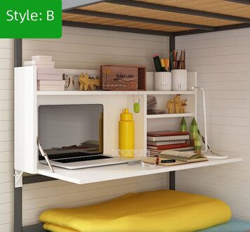 Haakse Stand Op Bed Computer Tafel Opvouwbaar Voor Bovenste/Onderste Laag Bed Studenten Lui Slaapzaal Laptop Bureau met Slot stijl B warm wit