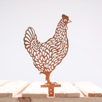 Haan metaal 19x25cm roestkleur bruin