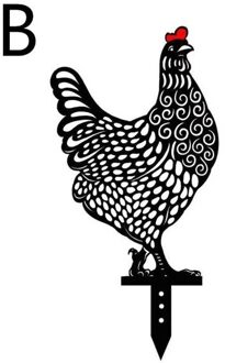 Haan Metalen Dier Silhouet Stake Voor Werven, Shadow Decoratie Voor Tuin, Kip Silhouet Yard Art, land Yard Art B