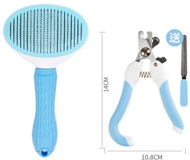 Haar Borstel Dierbenodigdheden Harige Hond Kam Kat Schoonmaken Kam Kat Hond Drijvende Haar Epilator Naald Kam Verwijderen Haar Borstel Blauw