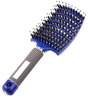 Haar Borstel Haar Hoofdhuid Massage Kam Meisjes Haarborstel Varkenshaar Nylon Vrouwen Nat Krullend Ontklitter Voor Salon Kappers Styling K-GH44-blauw