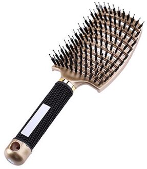 Haar Borstel Haar Hoofdhuid Massage Kam Meisjes Haarborstel Varkenshaar Nylon Vrouwen Nat Krullend Ontklitter Voor Salon Kappers Styling K-GH44-goud