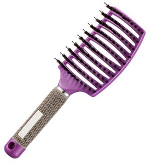 Haar Borstel Haar Hoofdhuid Massage Kam Meisjes Haarborstel Varkenshaar Nylon Vrouwen Nat Krullend Ontklitter Voor Salon Kappers Styling K-GH44-paars