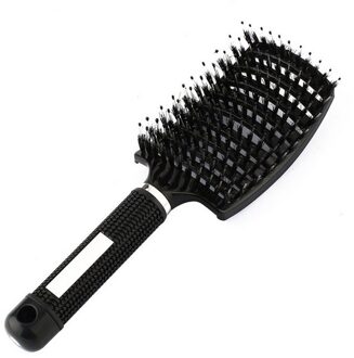 Haar Borstel Haar Hoofdhuid Massage Kam Meisjes Haarborstel Varkenshaar Nylon Vrouwen Nat Krullend Ontklitter Voor Salon Kappers Styling K-GH44-zwart