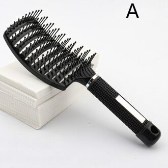 Haar Borstel Meisjes Haar Hoofdhuid Massage Kam Varkenshaar Nylon Vrouwen Nat Krullend Ontwarren Haar Borstel Voor Salon Kappers Styling Tools A-zwart