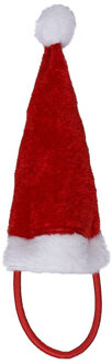 Haar elastiek - mini kerstmuts - 5,5 x 9,5 cm - polyester - kerst haaraccessoires Rood