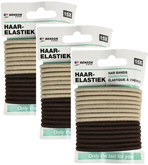 Haar elastiekjes - set 105x - bruin/beige - zonder metaal - D5 cm
