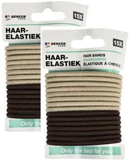 Haar elastiekjes - set 30x - bruin/beige - zonder metaal - D5 cm