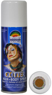 Haar en lichaam spray spuitbus - goud glitter - 125 ml - hair/bodypaint - Verkleedhaarkleuring Goudkleurig